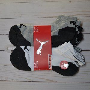 Puma Mens 6 Pack Quarter Crew Cushioned